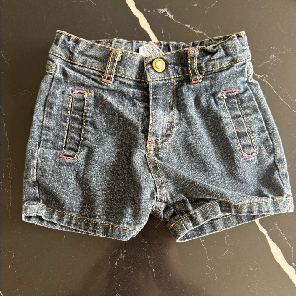Girls Denim Shorts with Contrast Stitching